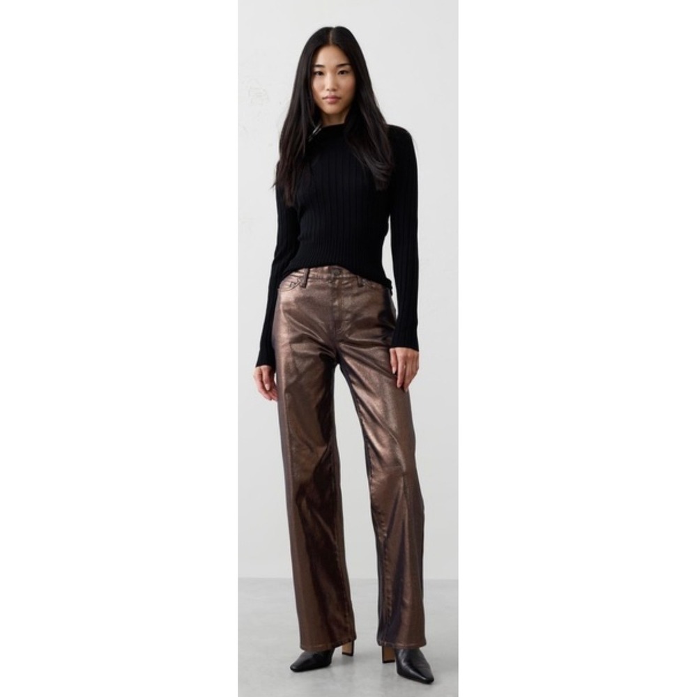 Banana Republic Women's Metallic Bronze Brown Straight High Rise Jeans Size 28